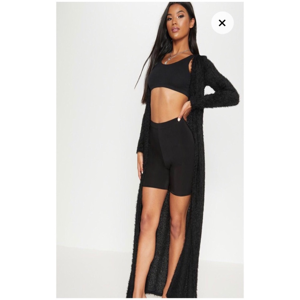 Longline eyelash cardigan sweater